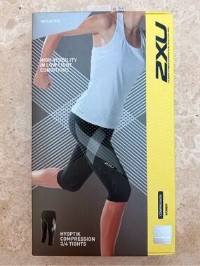 2XU Black Hyoptik 3/4 Compression Tights